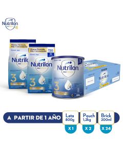 Pack Nutrilon Profutura 3 - Lata 800 g + 2 pouchs 1,2 kg + Pack de 24 bricks de 200 ml